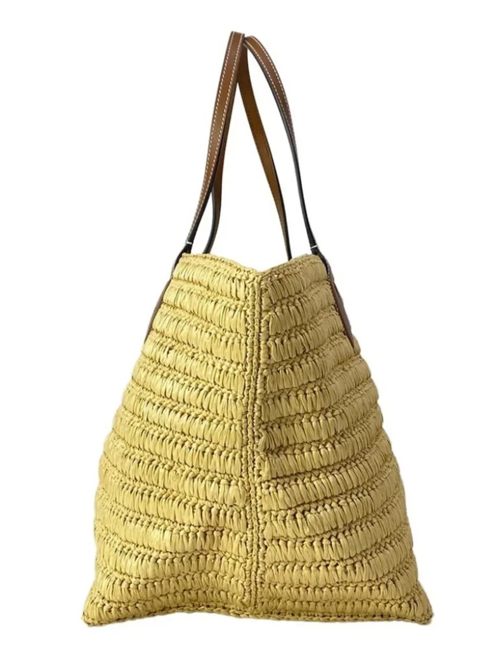GUCCI Gucci Lido 836506 Beige Brown Raffia Leather Tote Bag